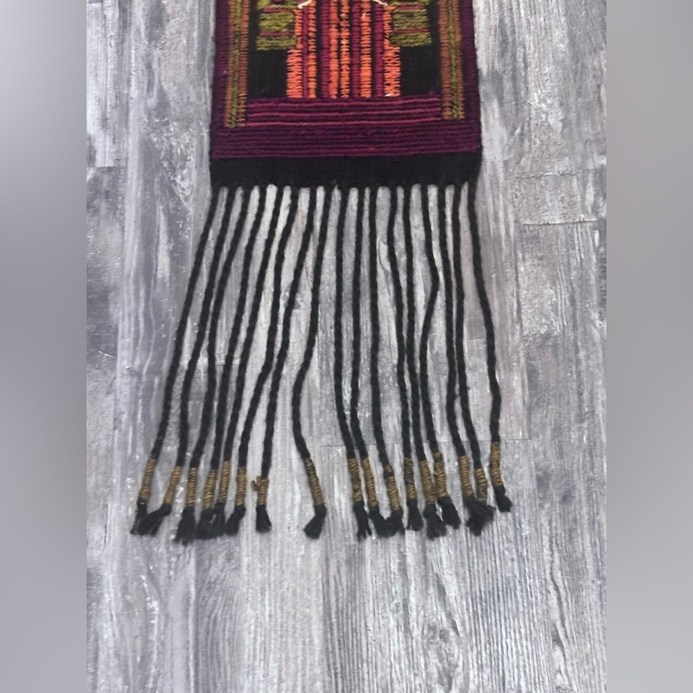 Vintage Polish Folk Art Handwoven Wool Kilim Wall Tapestry - Picture 5 of 7